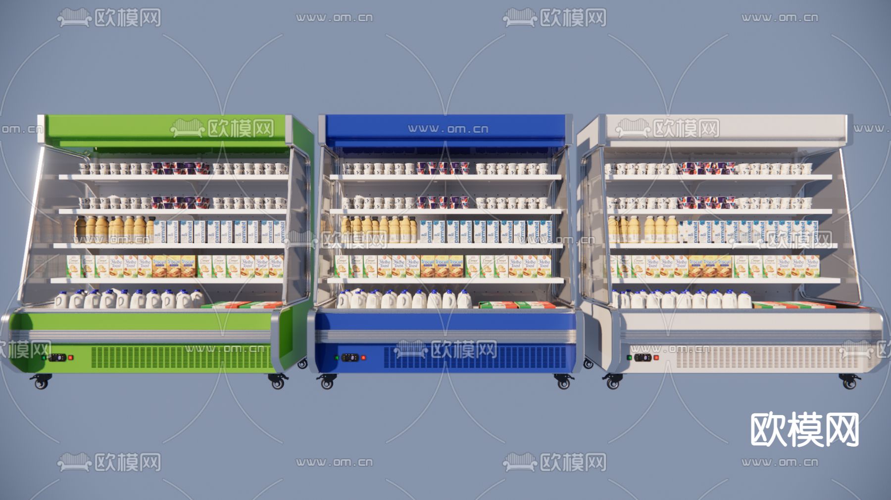 现代冰柜风幕柜冷藏展示柜su模型