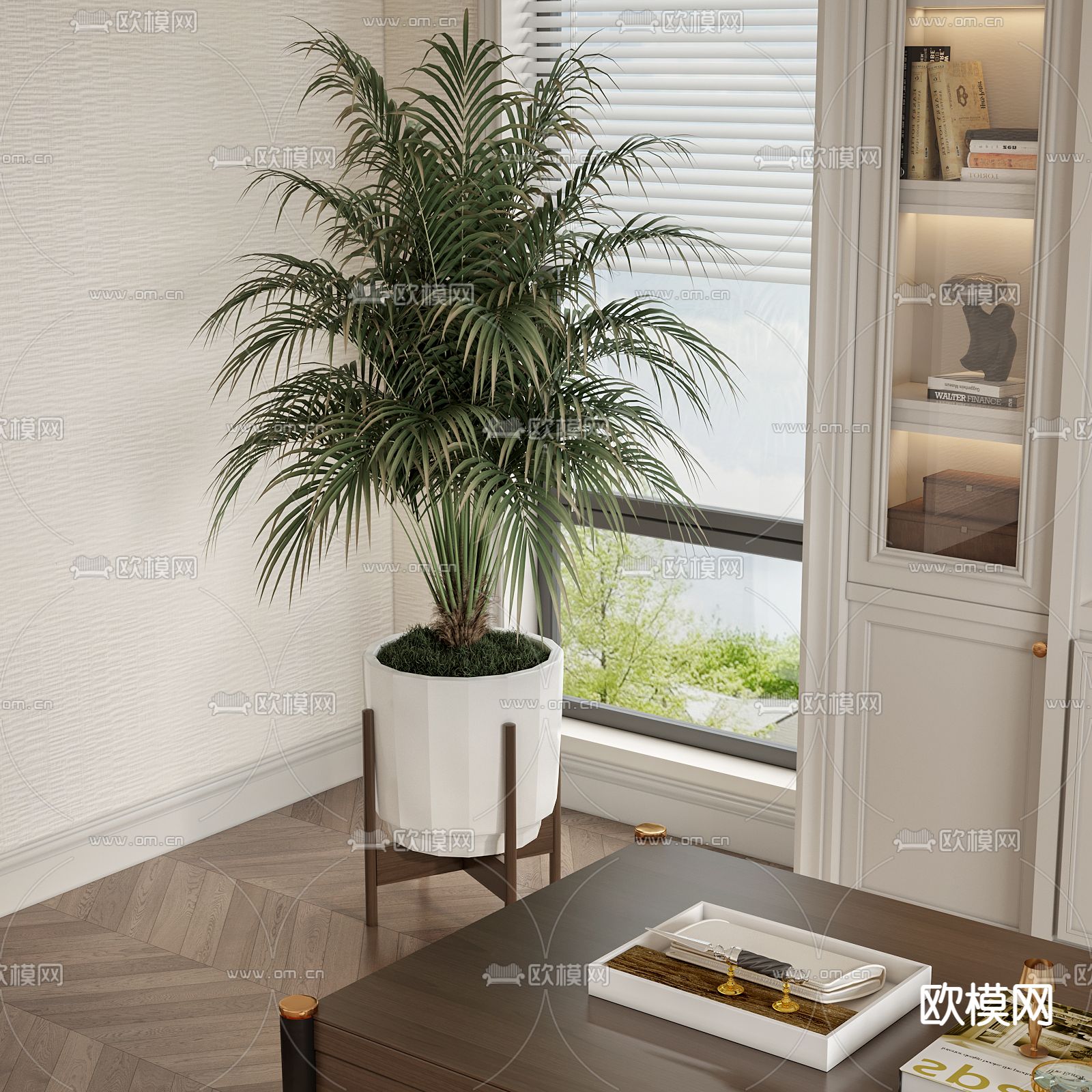 简欧书房3d模型下载（渲染图2）