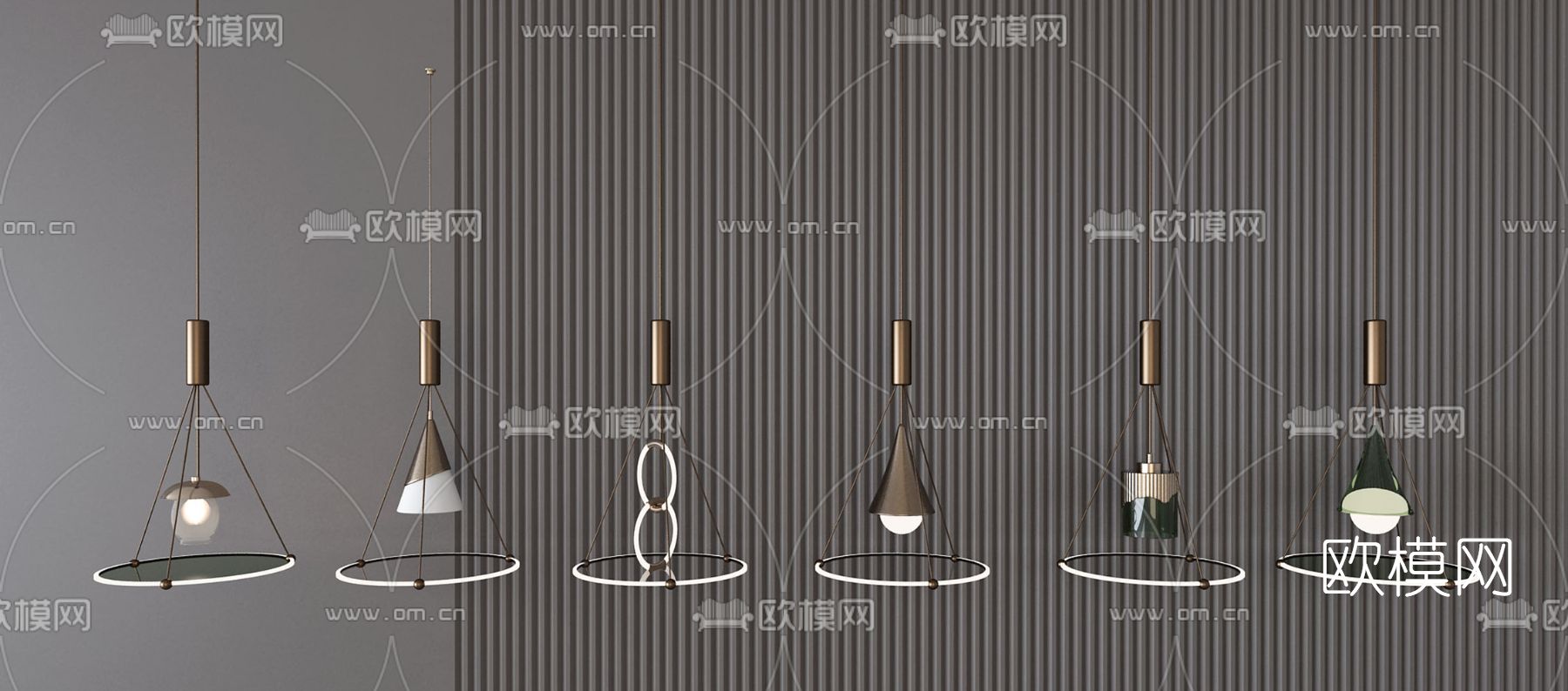 现代轻奢小吊灯3d模型下载