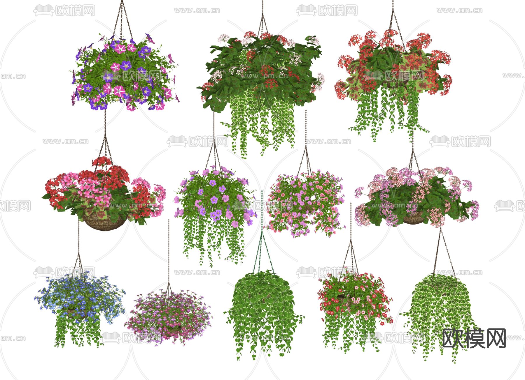 现代鲜花吊篮su模型下载（渲染图2）