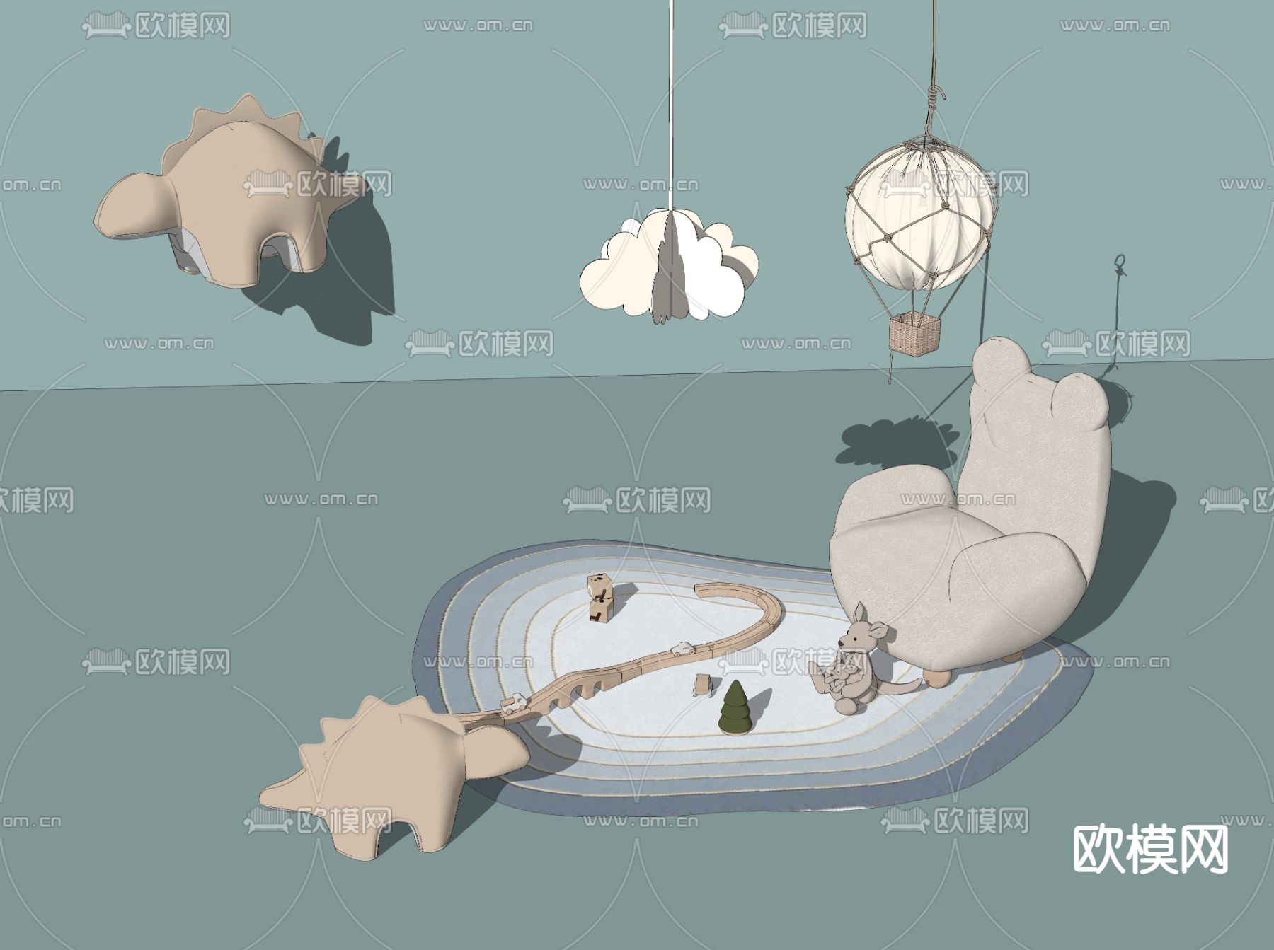 北欧儿童沙发su模型下载（渲染图2）