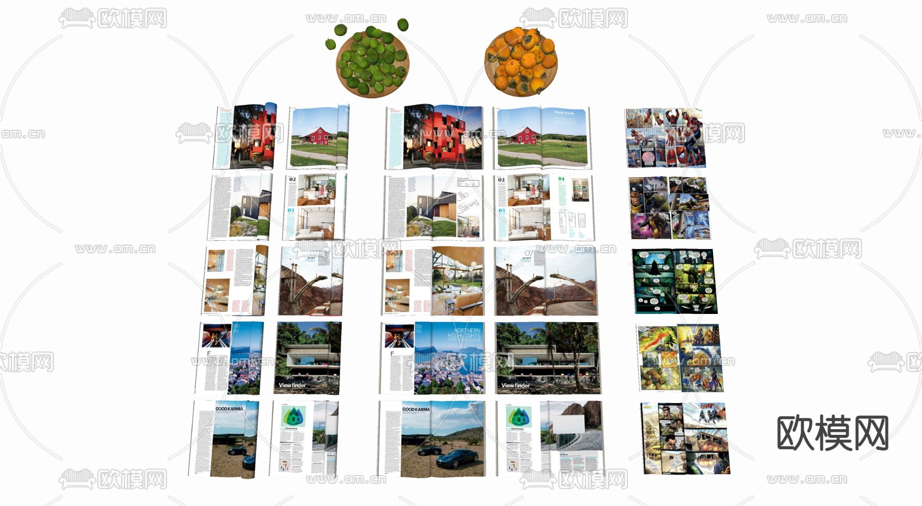 现代杂志书籍su模型下载（渲染图1）