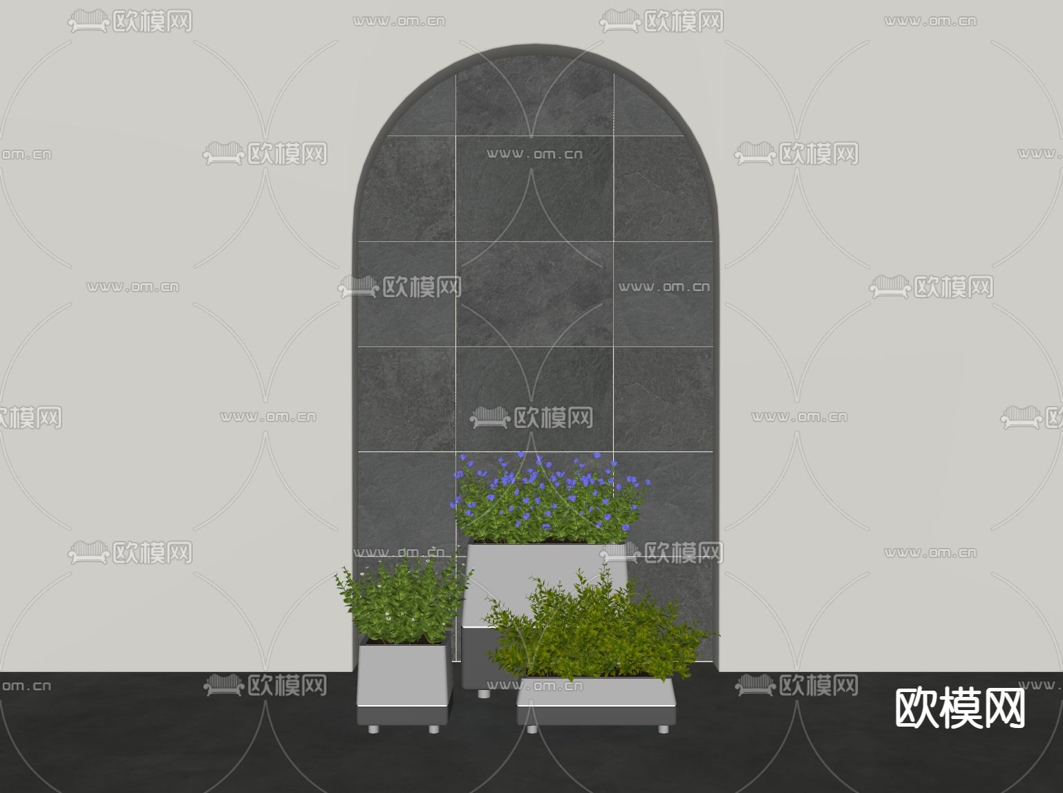 现代绿植盆栽植物组合su模型下载（渲染图2）