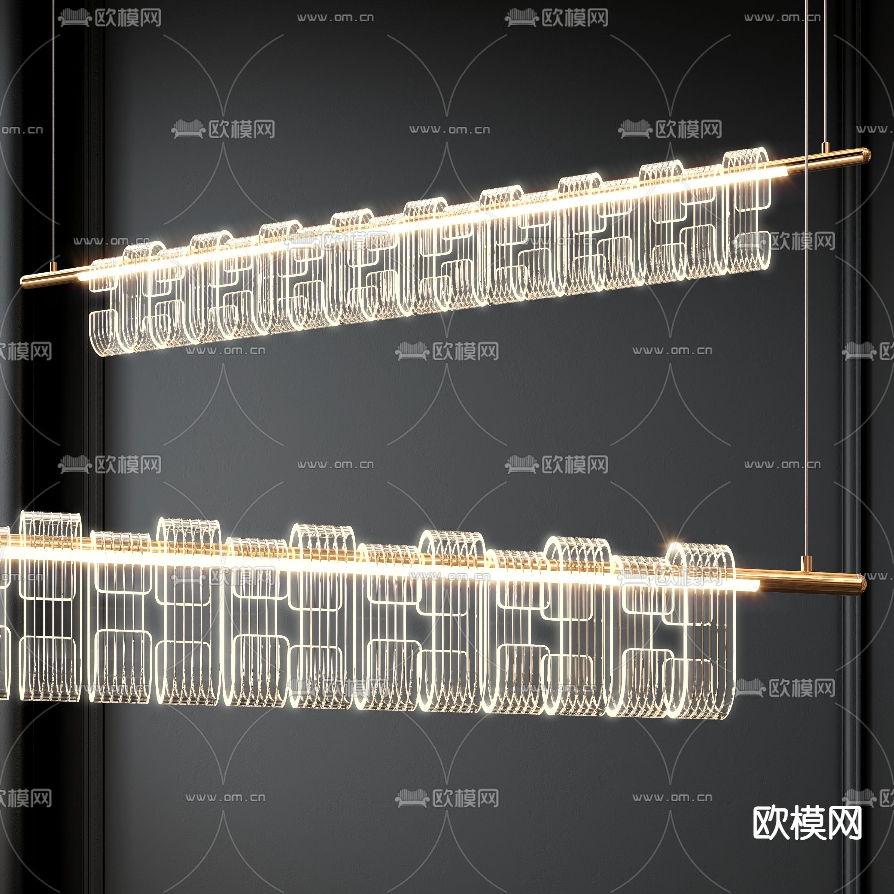 现代开口环形透明亚克力吊灯3d模型下载_ID11974995_3dmax免费模型-欧模网