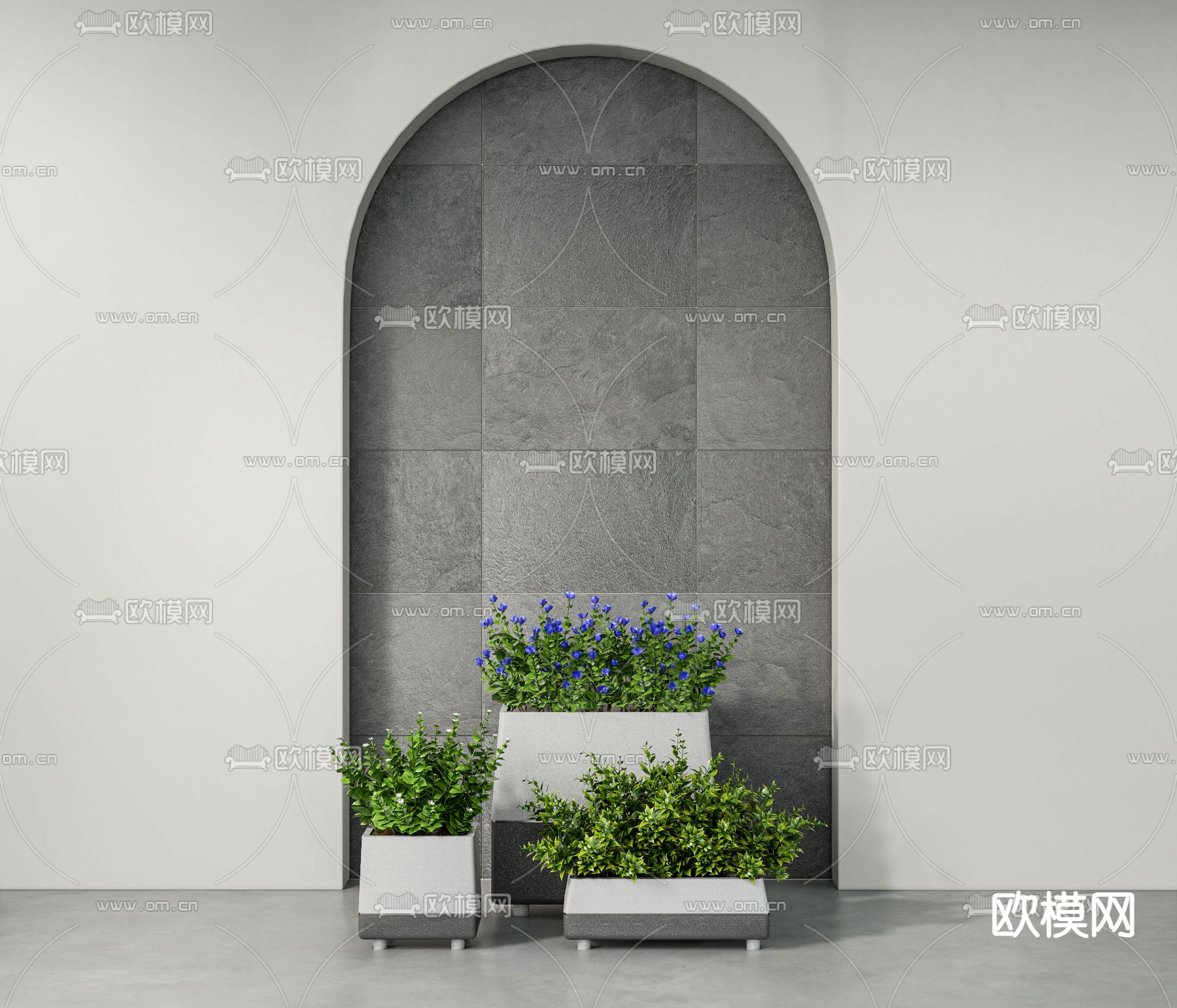 现代绿植盆栽植物组合su模型下载（渲染图1）