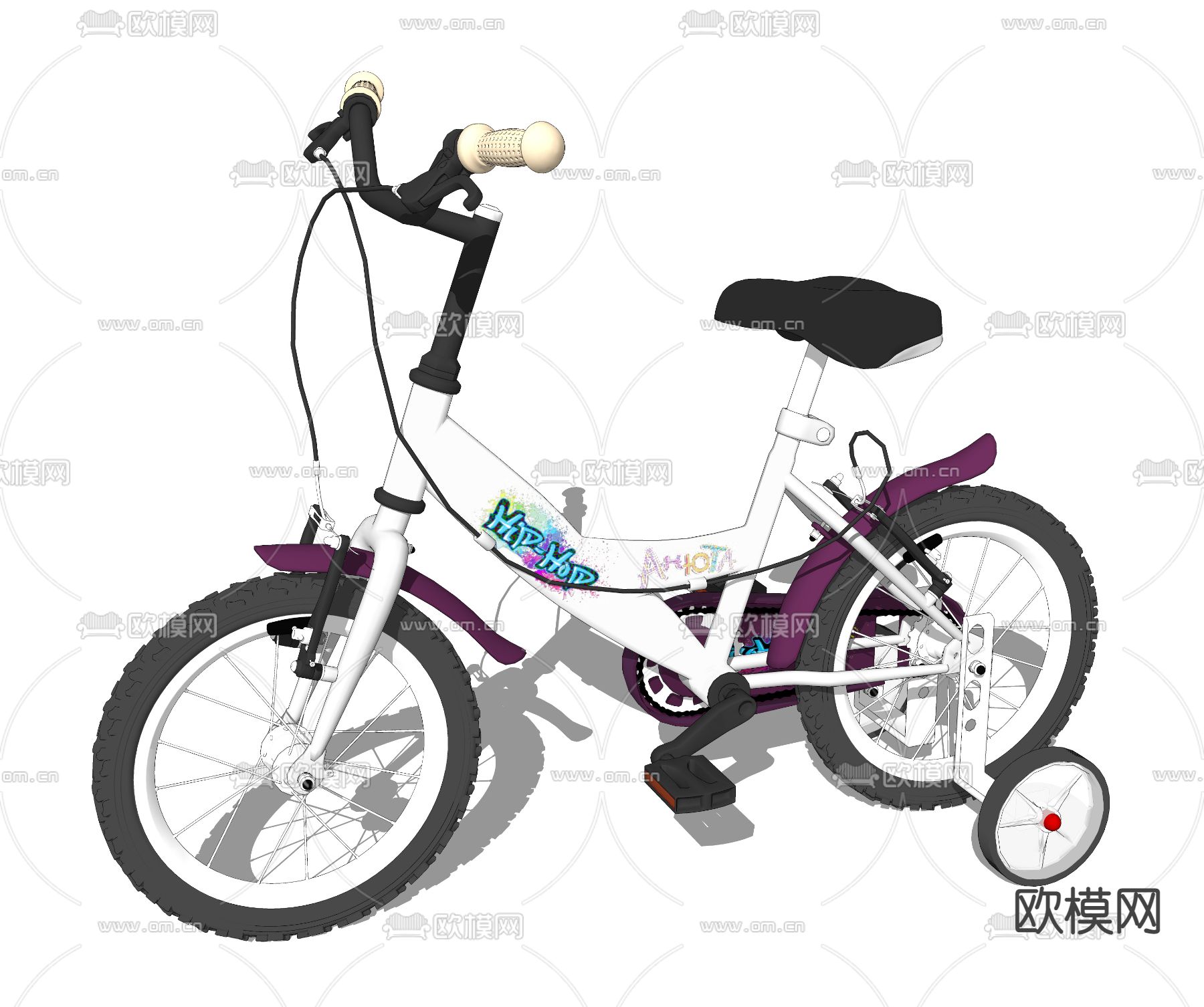 现代儿童自行车su模型