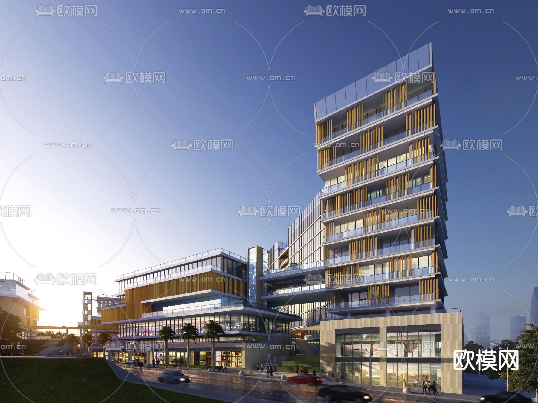 现代办公产业园区鸟瞰su模型下载（渲染图4）