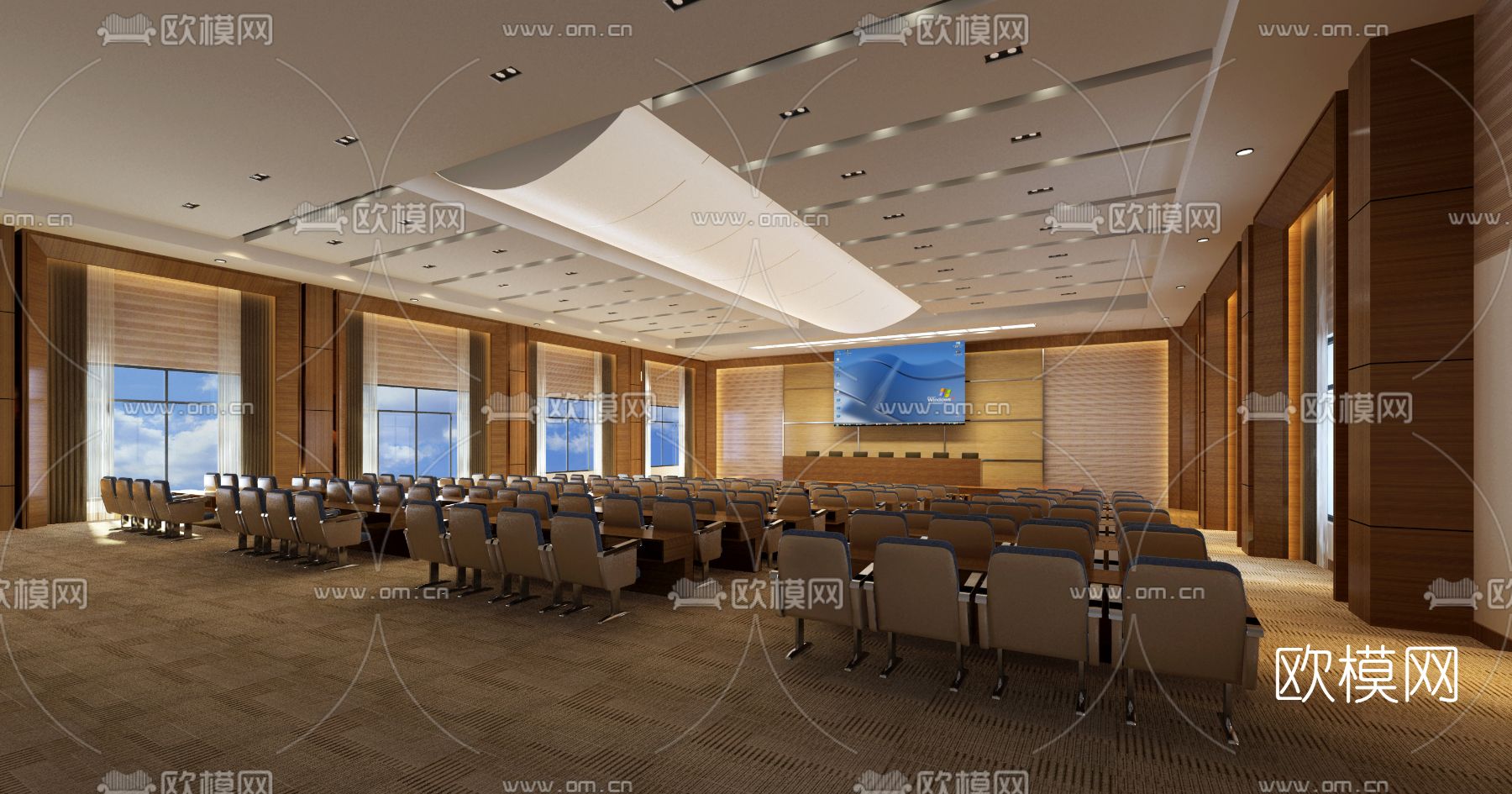 现代阶梯报告厅免费3d模型下载