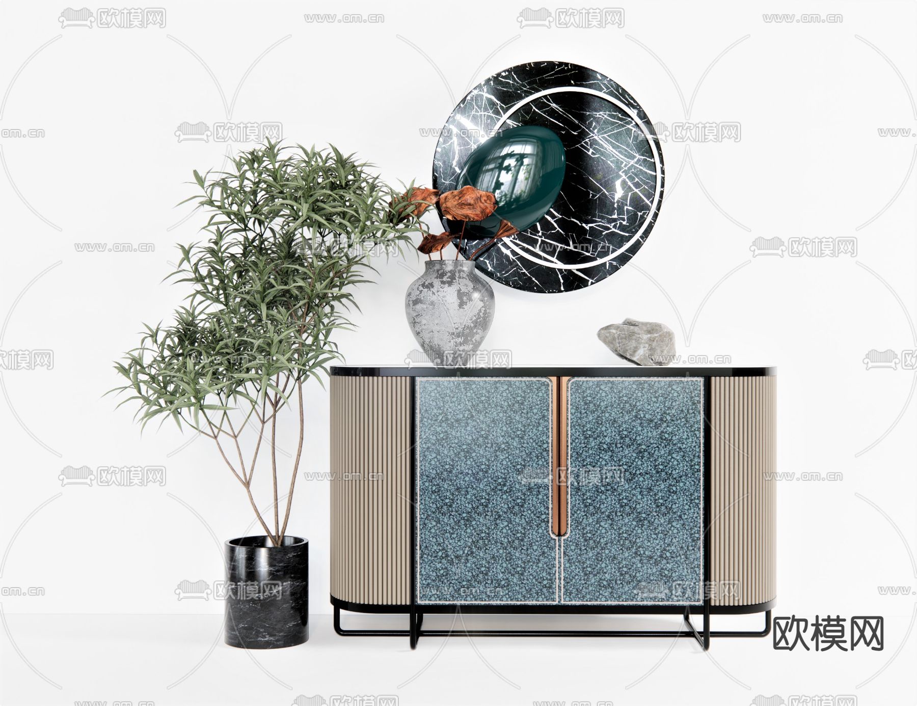 北欧边柜su模型下载（渲染图1）