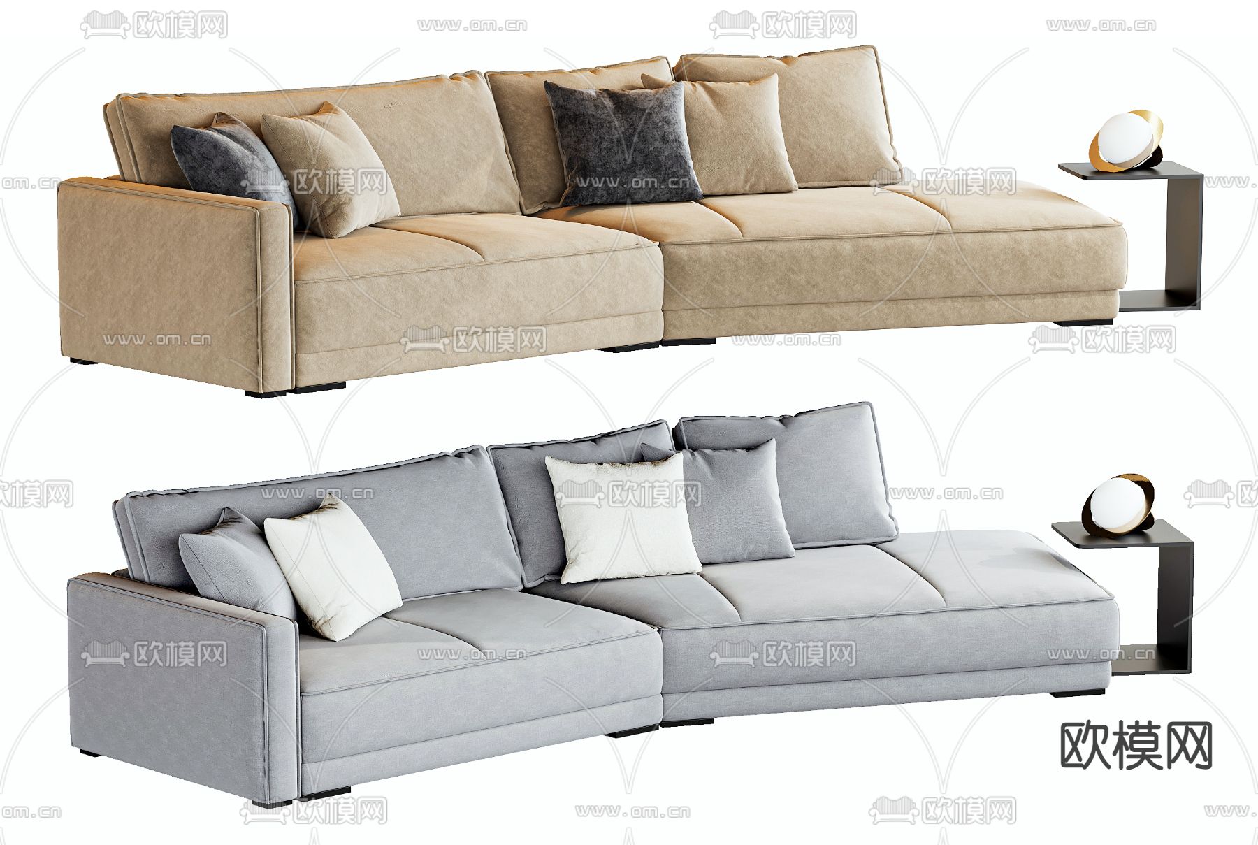 现代转角多人沙发su模型下载（渲染图1）