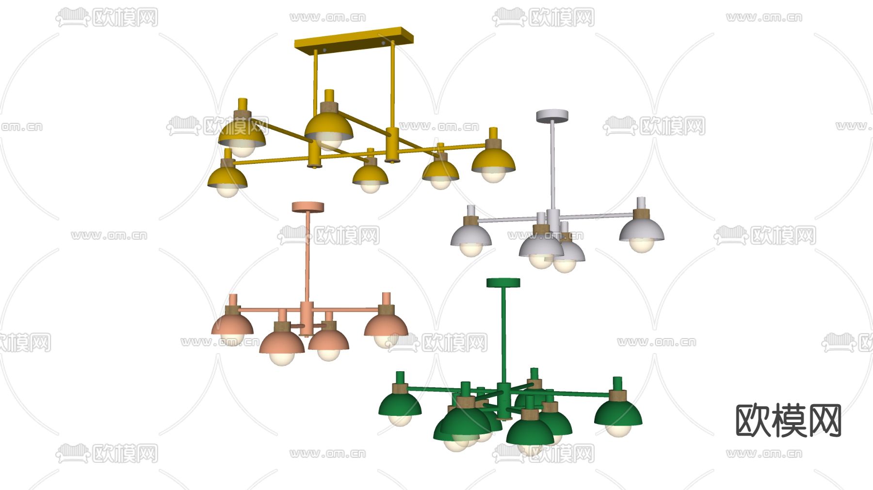 北欧多头吊灯su模型