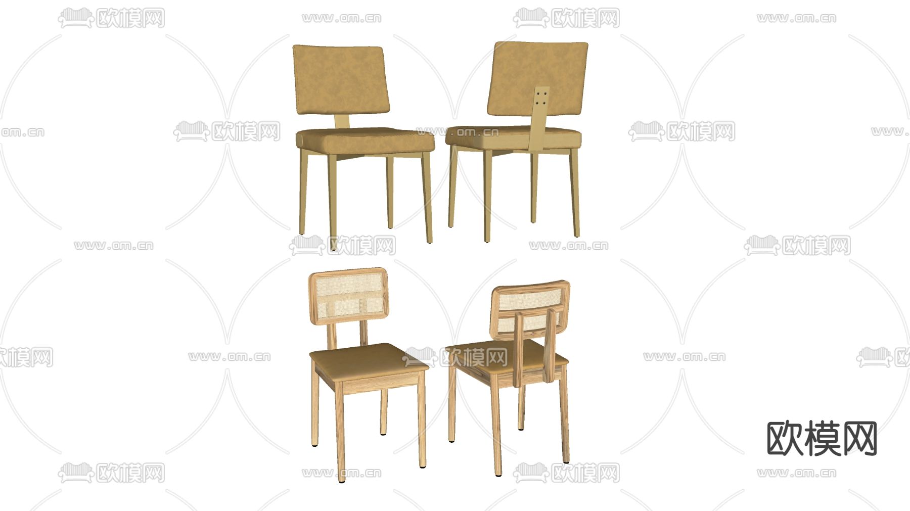 北欧单椅su模型下载（渲染图2）