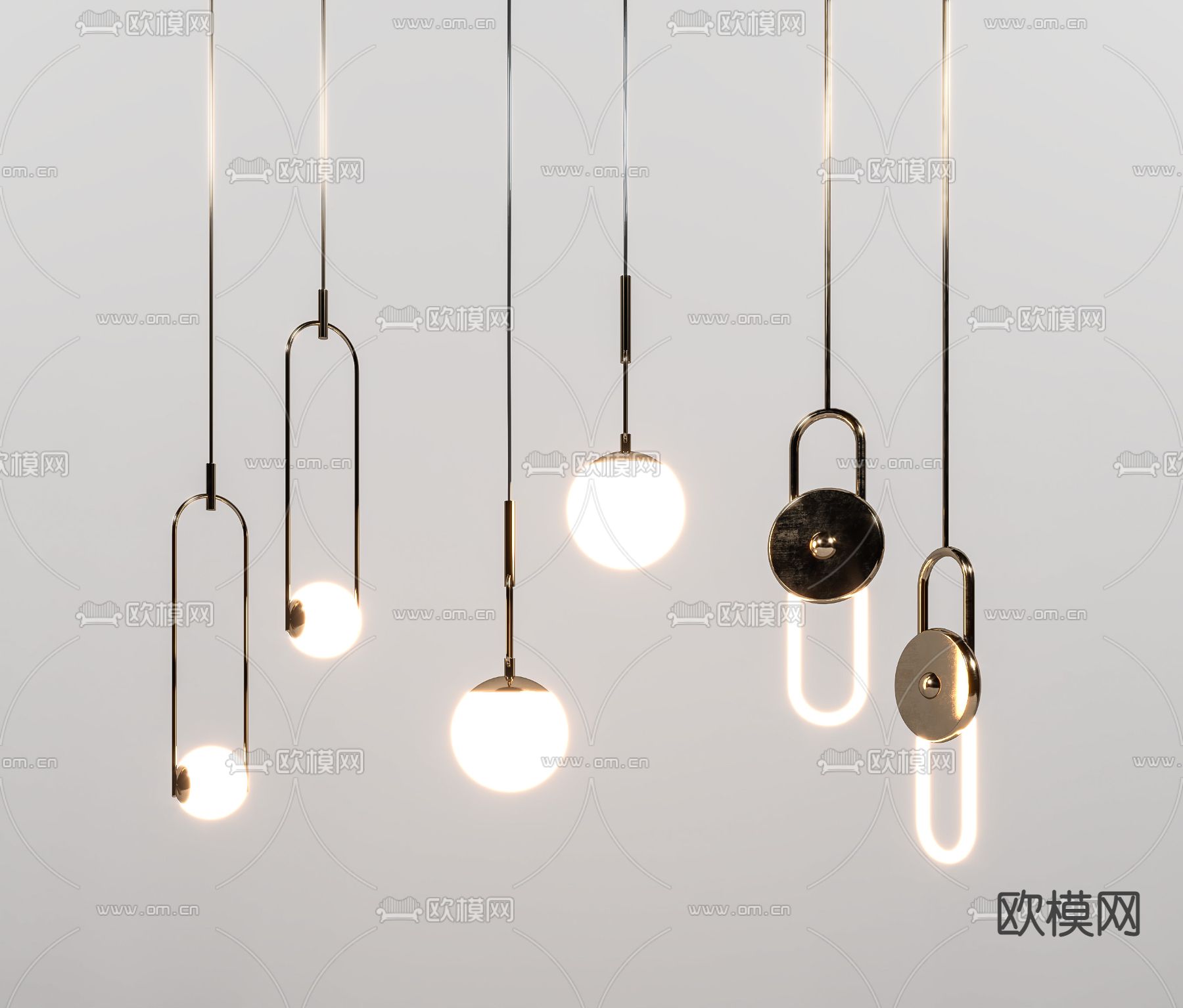 现代轻奢吊灯su模型下载（渲染图1）