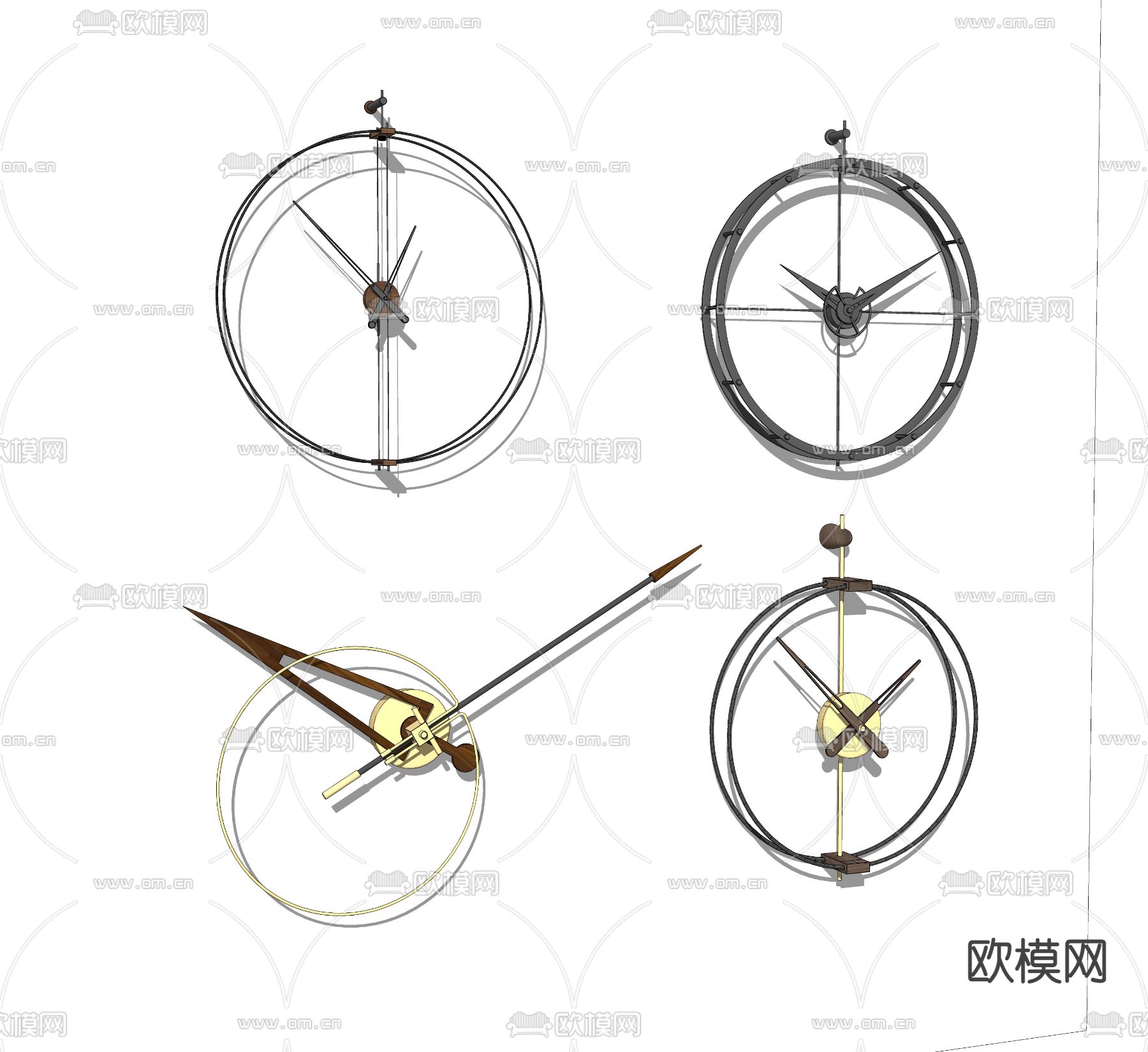 现代墙饰钟表挂钟su模型下载（渲染图2）