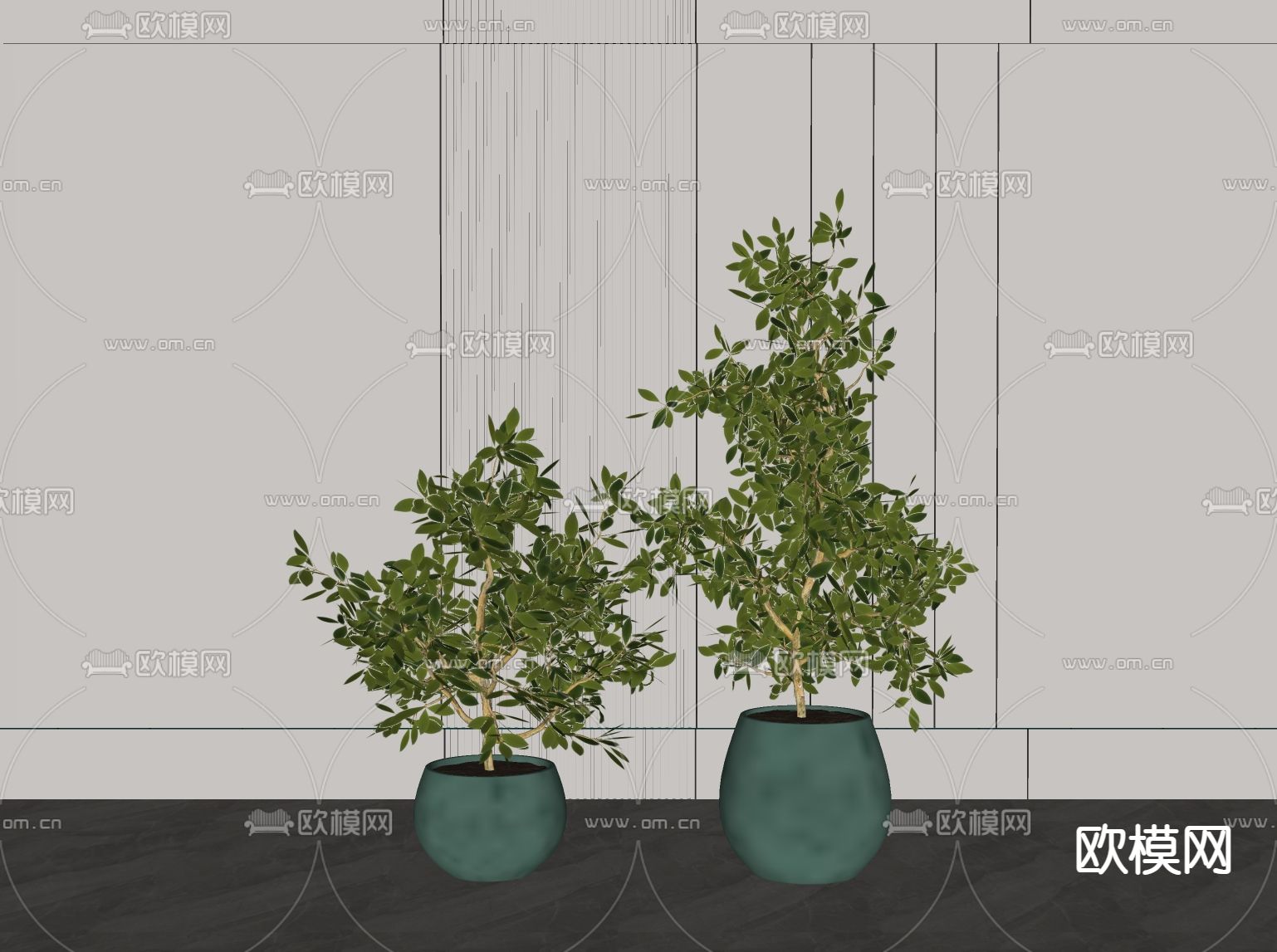 现代绿植盆栽植物组合su模型下载（渲染图2）