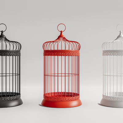 现代鸟笼饰品摆件su模型