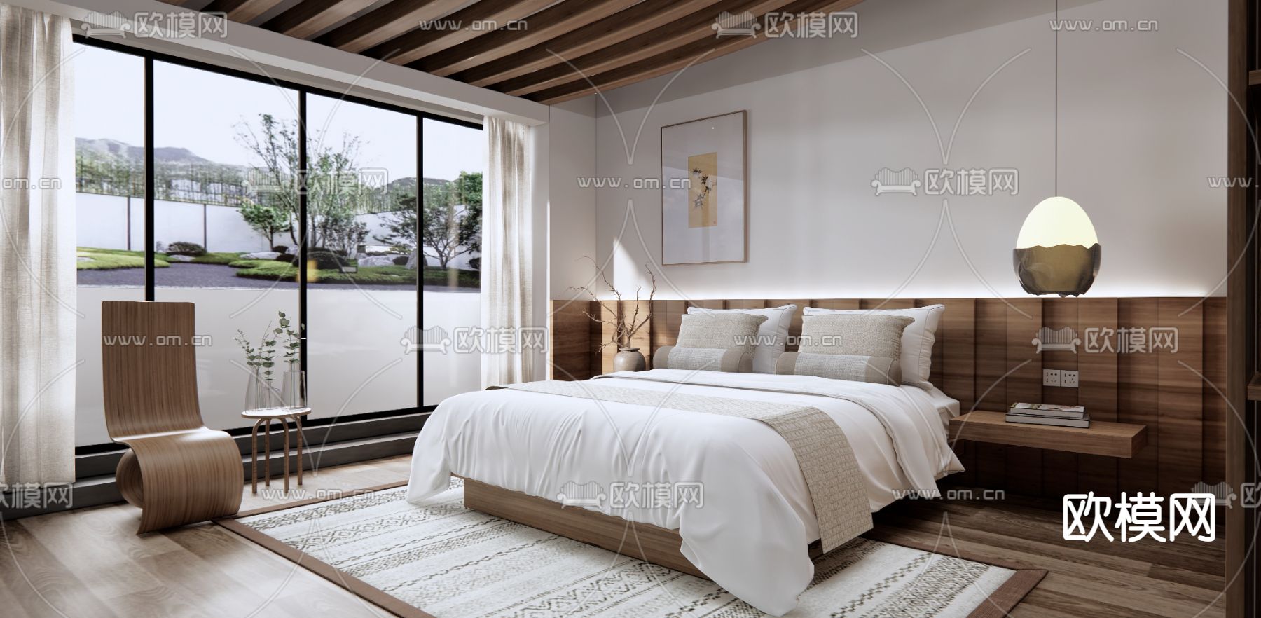 日式民宿客房su模型下载（渲染图1）