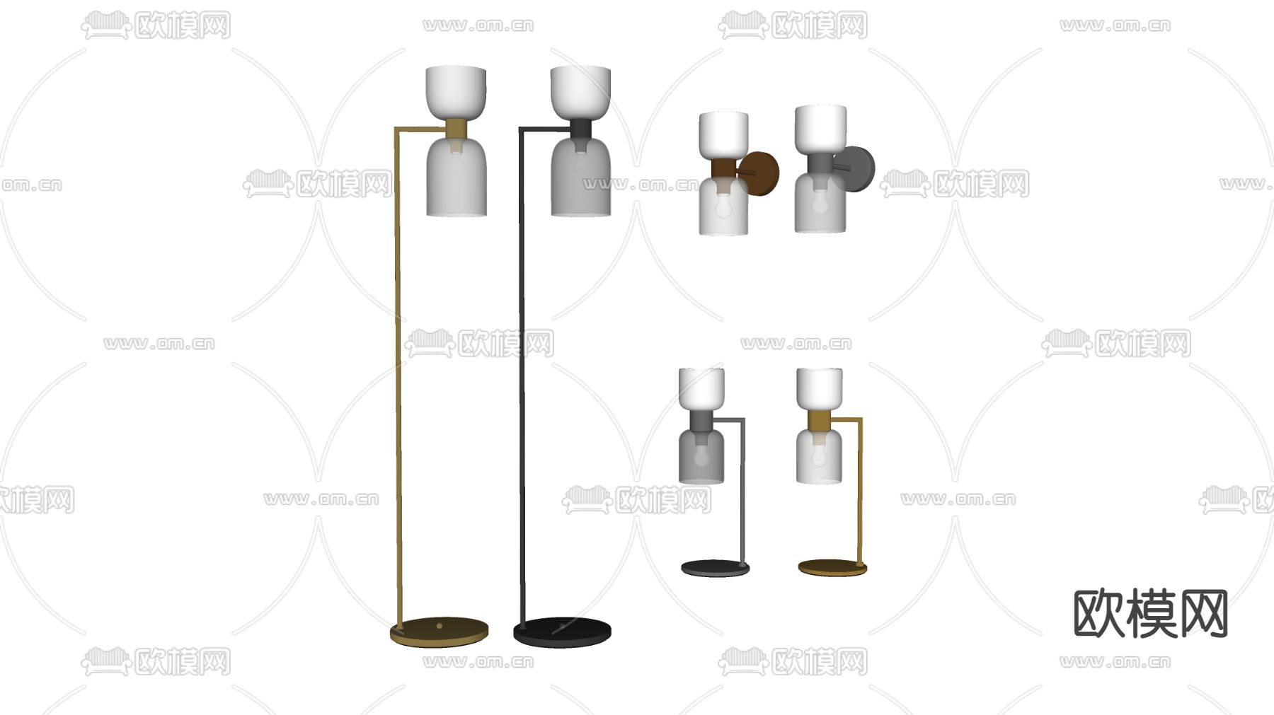 现代轻奢落地灯壁灯su模型下载（渲染图2）