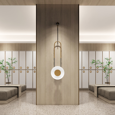  现代洗浴中心更衣间su模型 