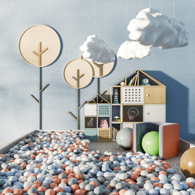  现代儿童储物柜su模型 