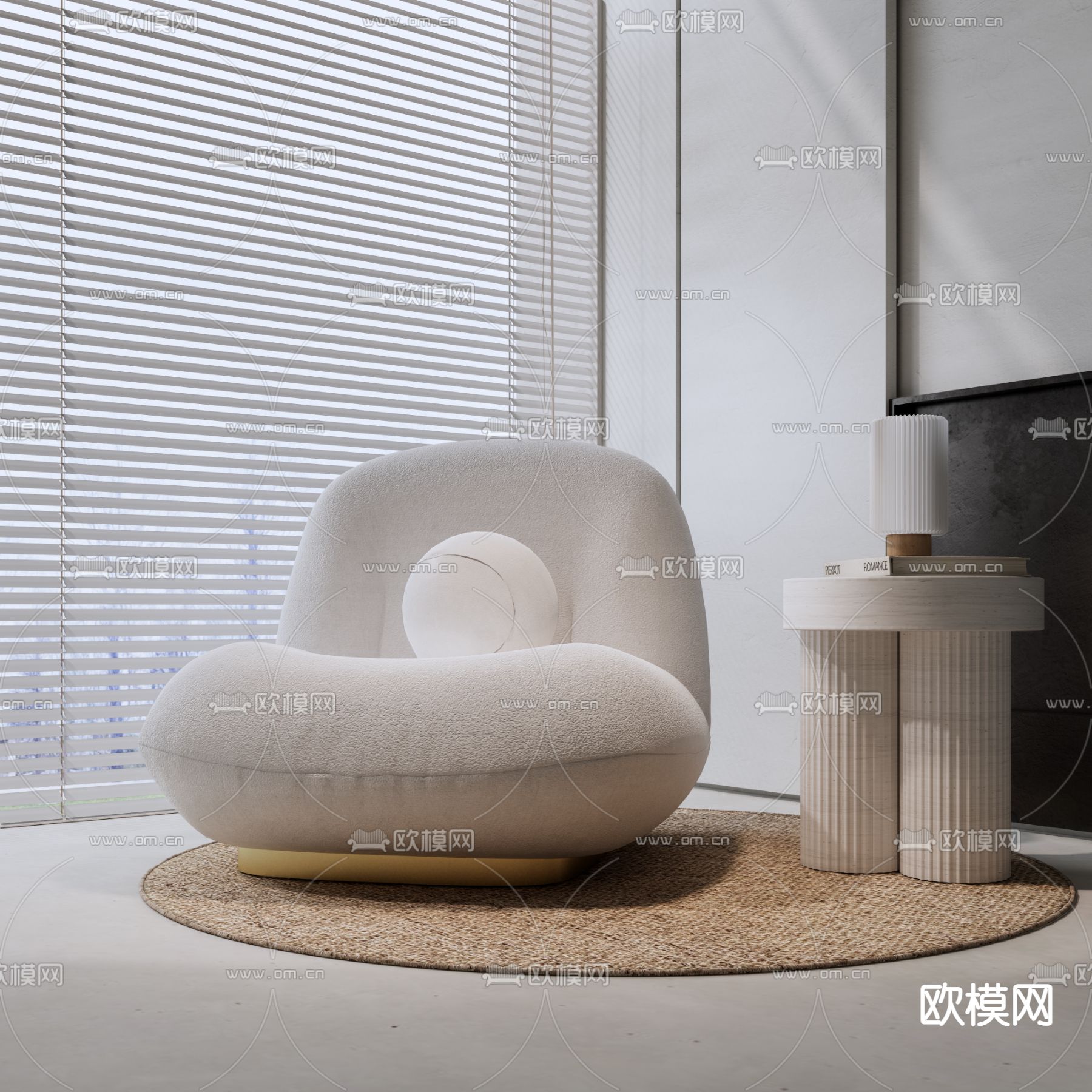 现代布艺休闲沙发su模型