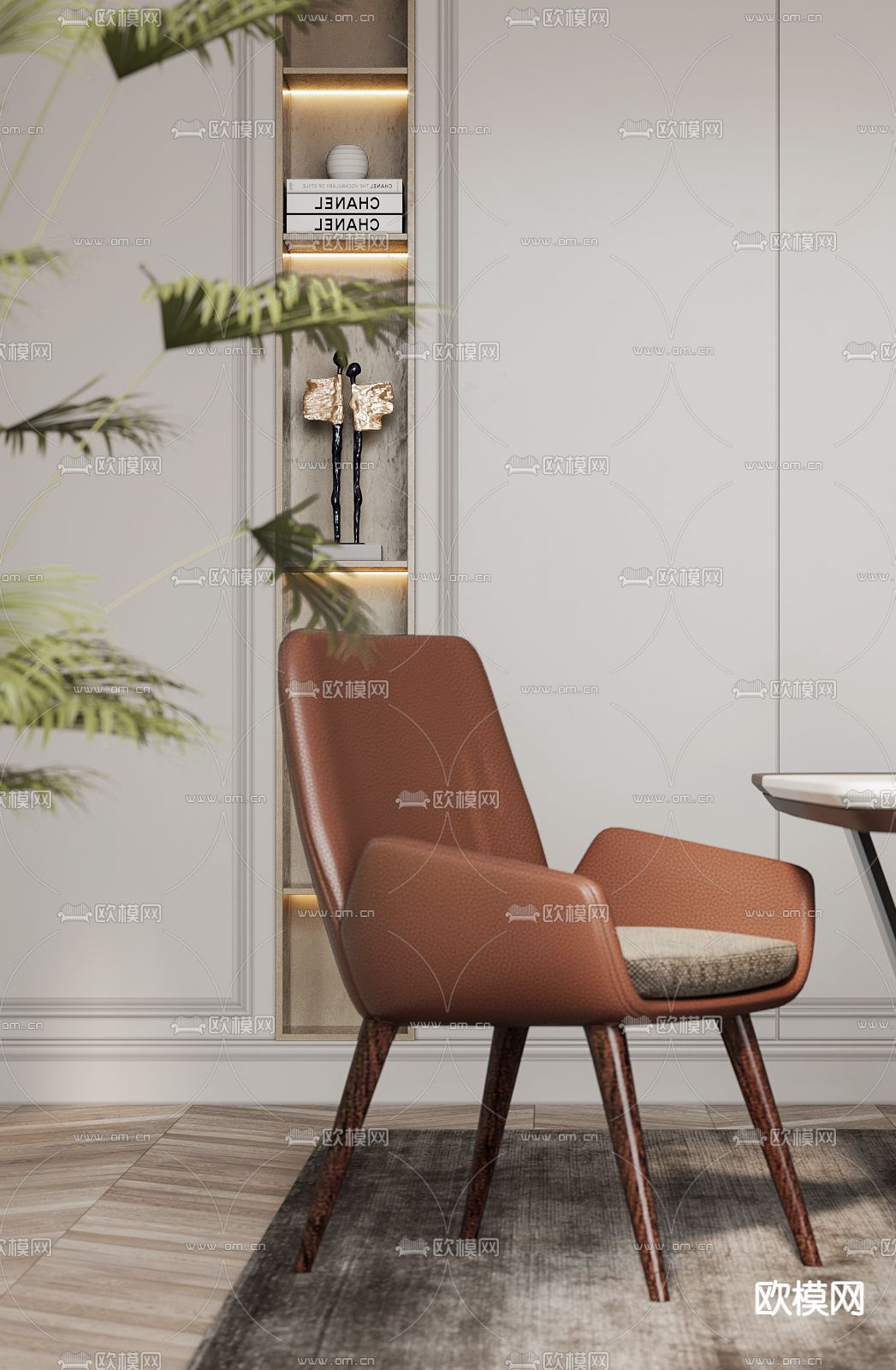 简欧书房3d模型下载（渲染图1）