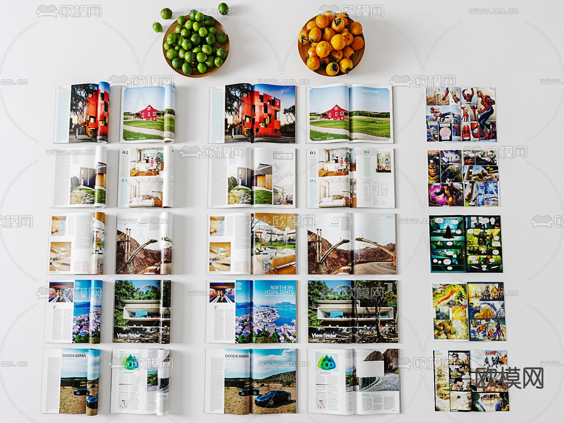现代杂志书籍su模型下载（渲染图2）