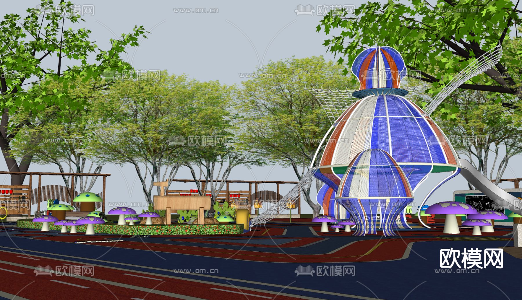 现代儿童游乐园su模型下载（渲染图2）