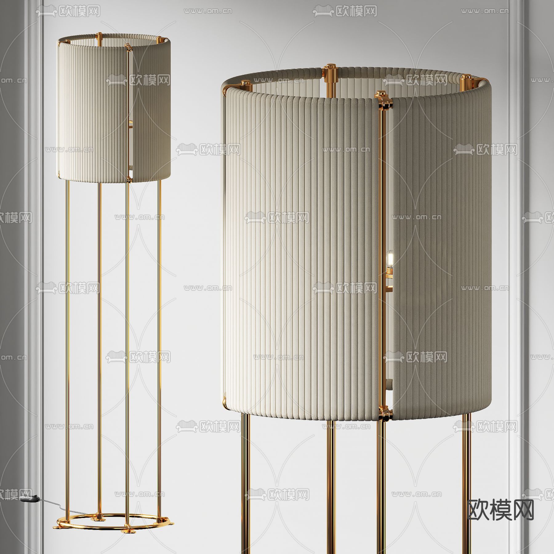 现代轻奢落地灯su模型下载（渲染图1）