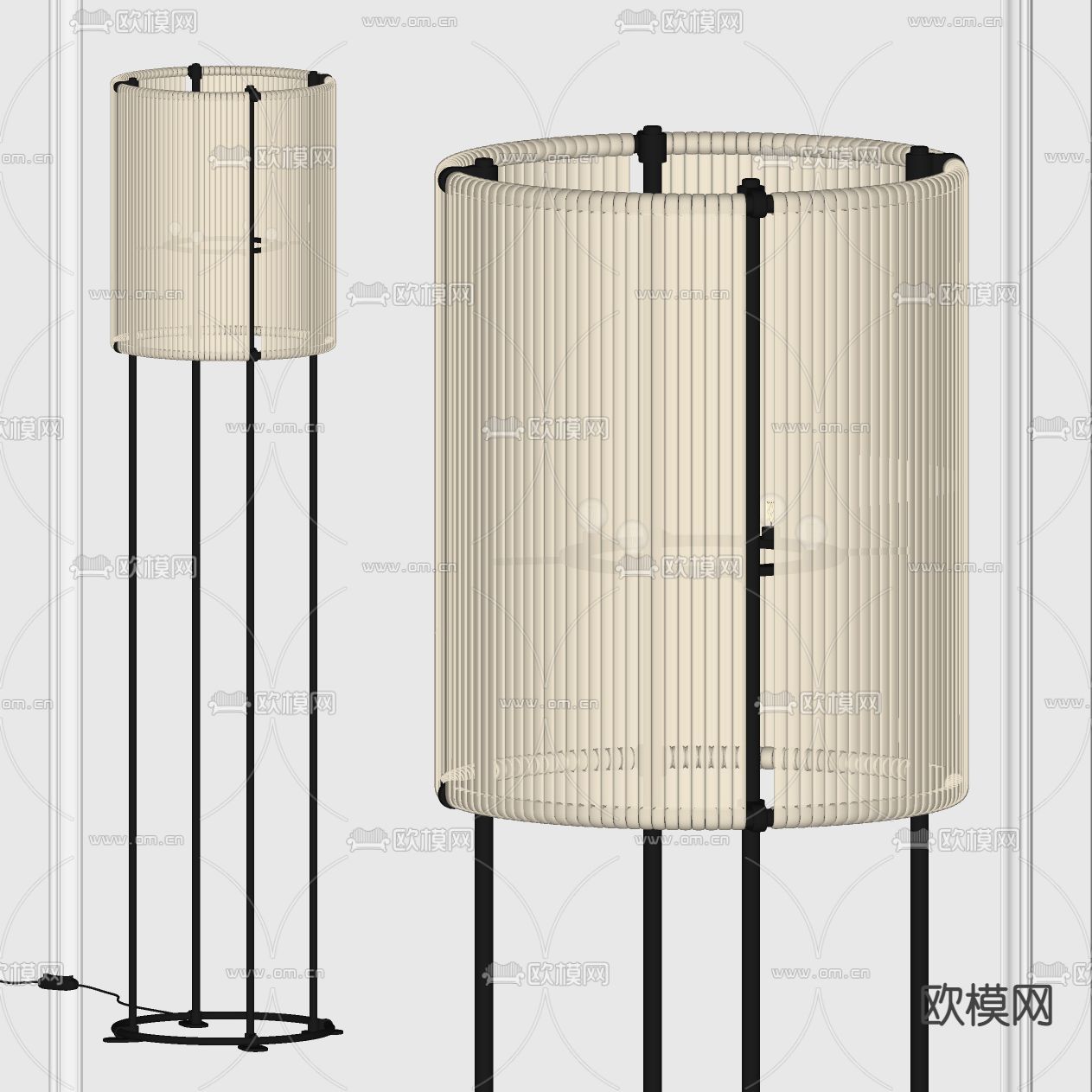 现代轻奢落地灯su模型下载（渲染图2）