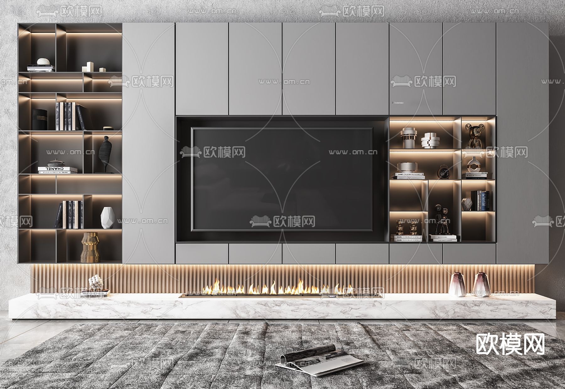 现代电视背景墙3d模型
