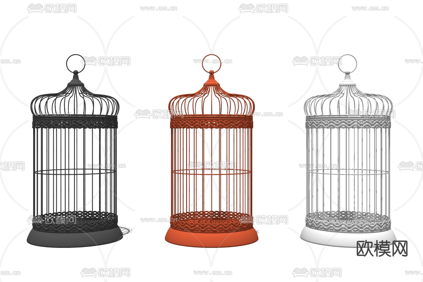 现代鸟笼饰品摆件su模型