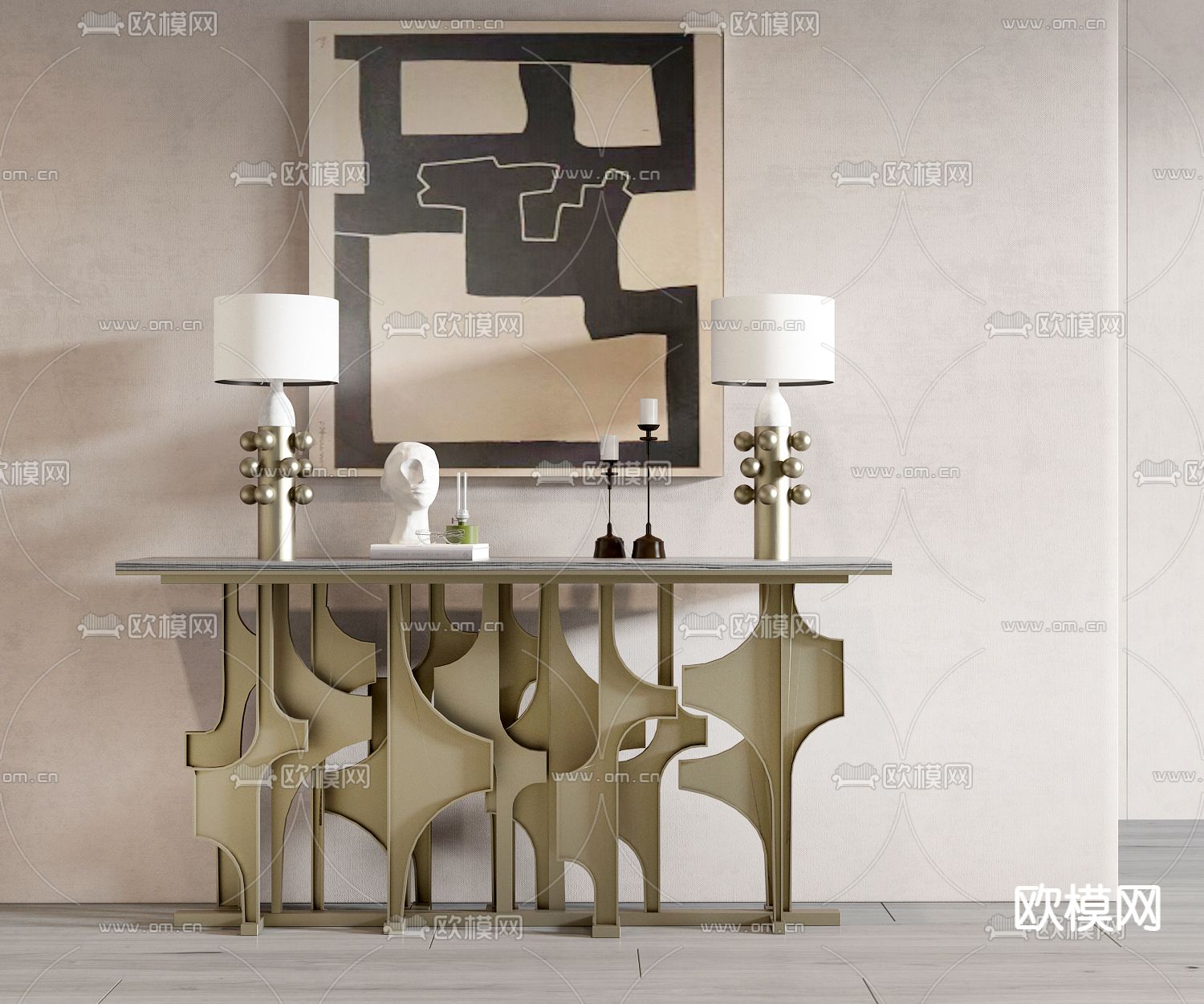 后现代玄关端景台3d模型