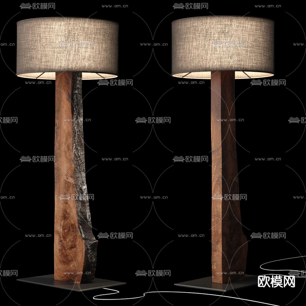 自然风麻布落地灯3d模型下载