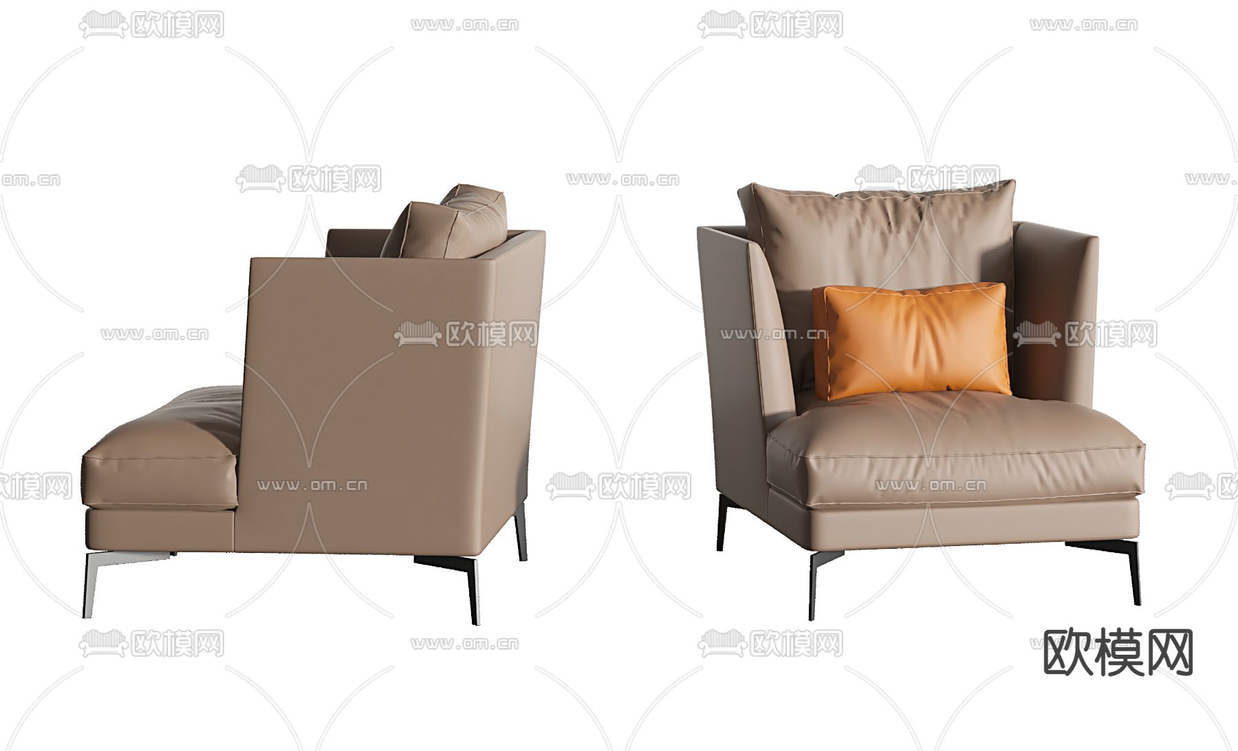 现代皮革单人沙发3d模型下载