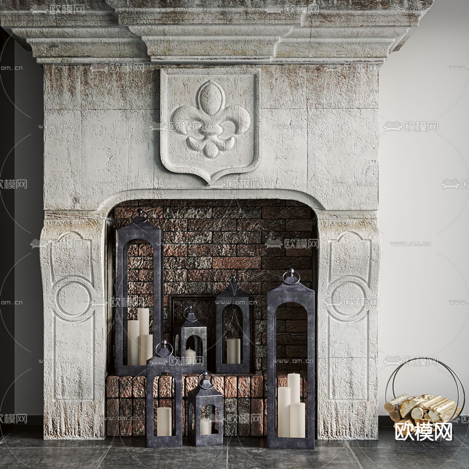 欧式壁炉su模型下载（渲染图1）