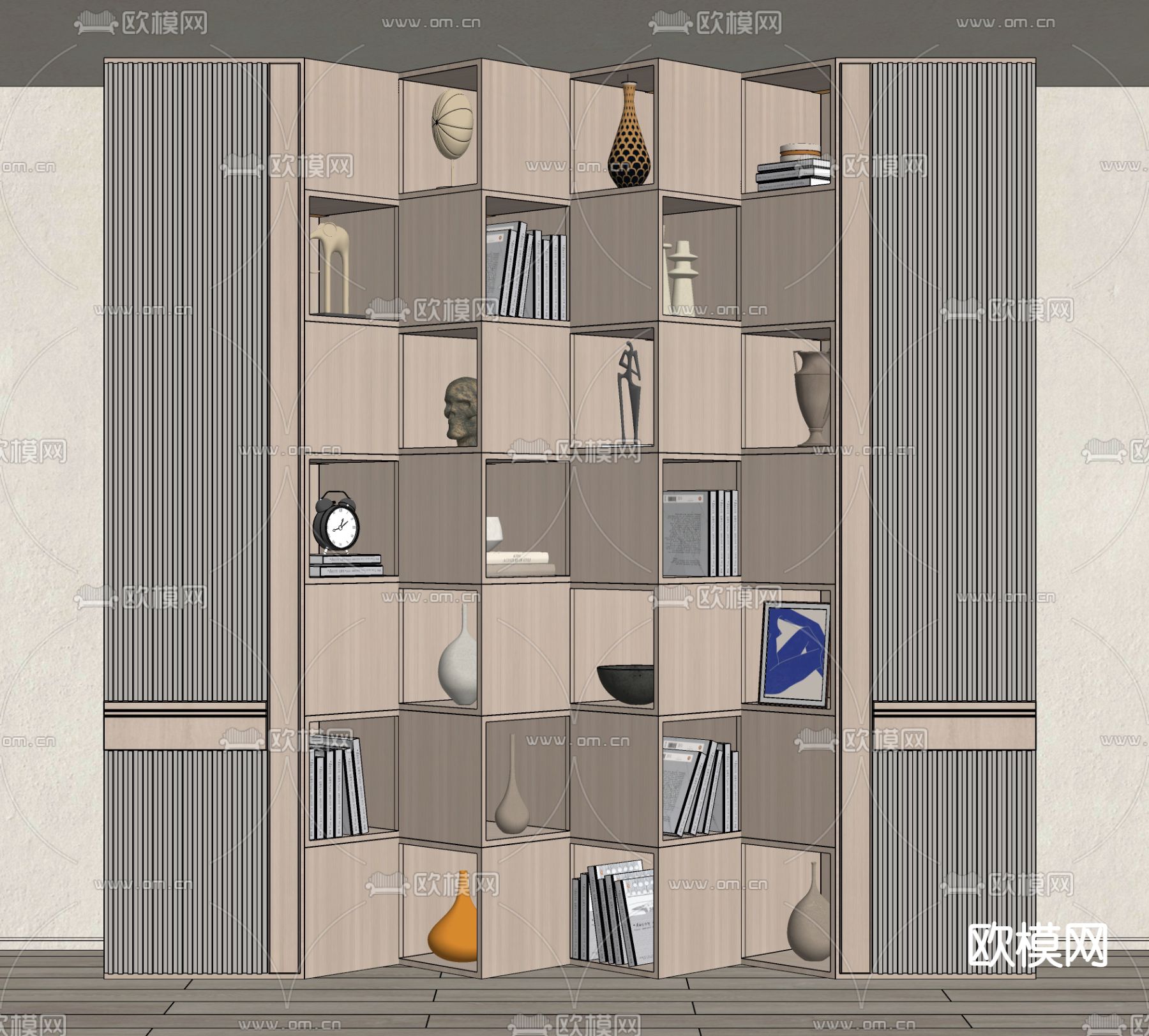 现代创意书架su模型下载（渲染图2）