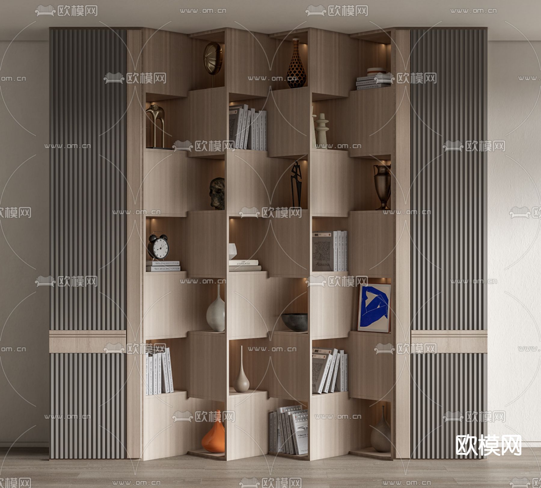 现代创意书架su模型下载（渲染图1）