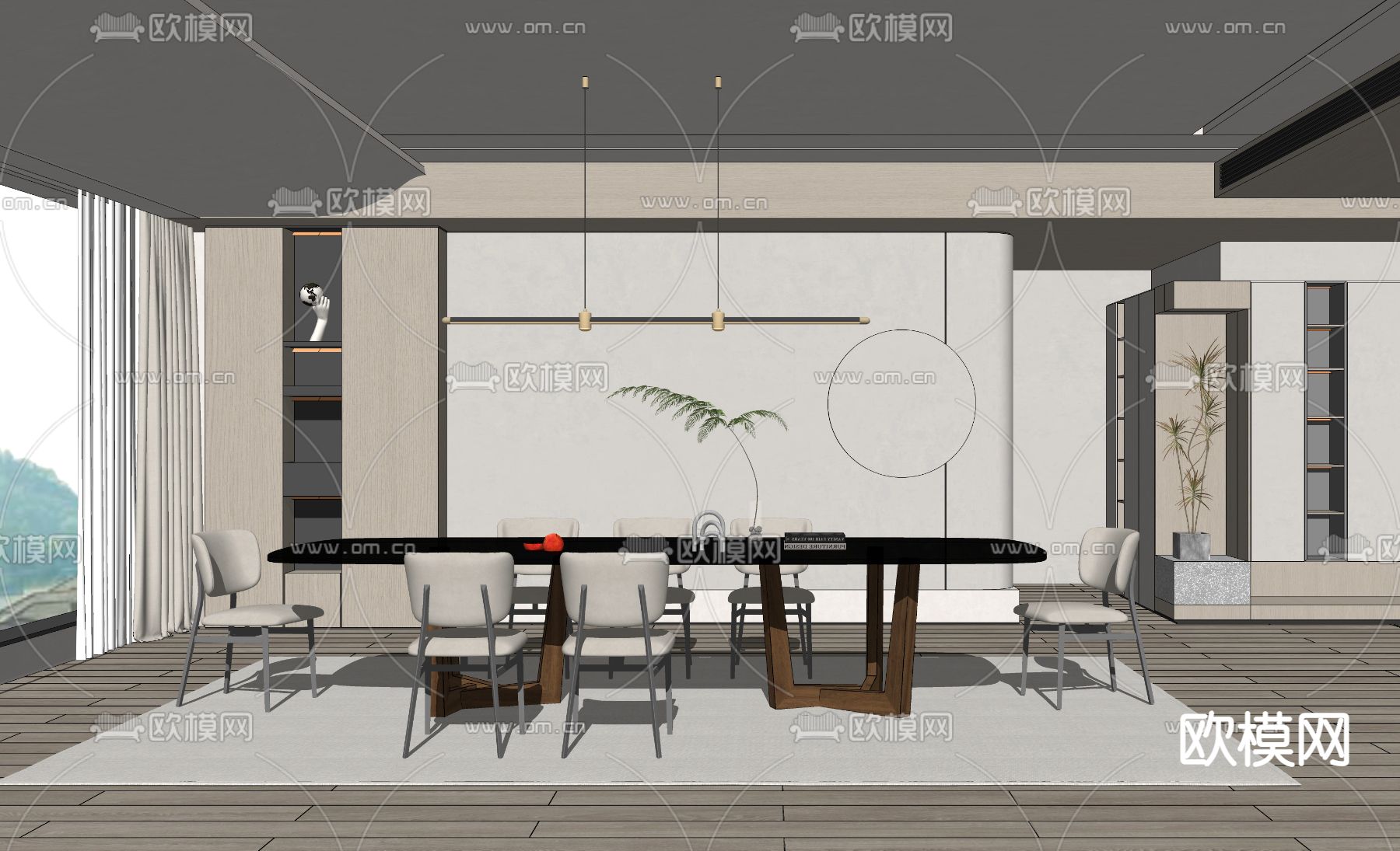 现代餐桌椅su模型