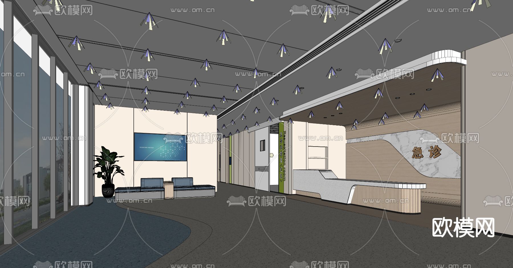 现代医院大厅su模型下载（渲染图4）