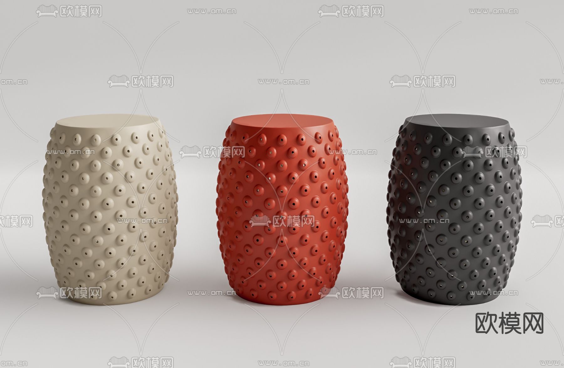 新中式鼓凳凳子su模型下载（渲染图1）