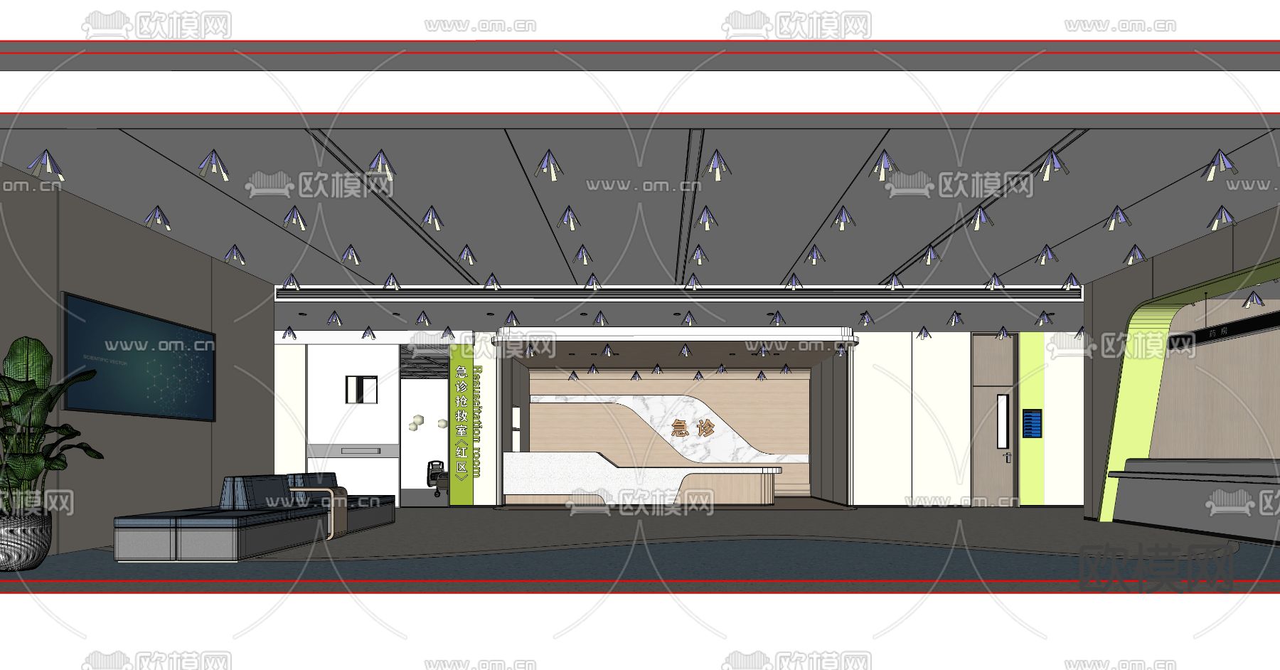 现代医院大厅su模型下载（渲染图3）