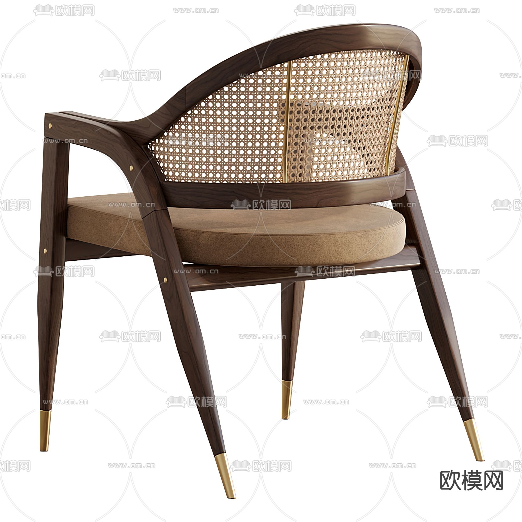 现代藤编休闲单椅3d模型下载（渲染图3）