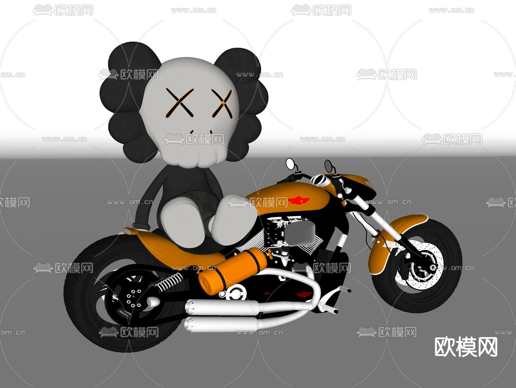 现代潮玩雕塑摆件su模型下载（渲染图2）