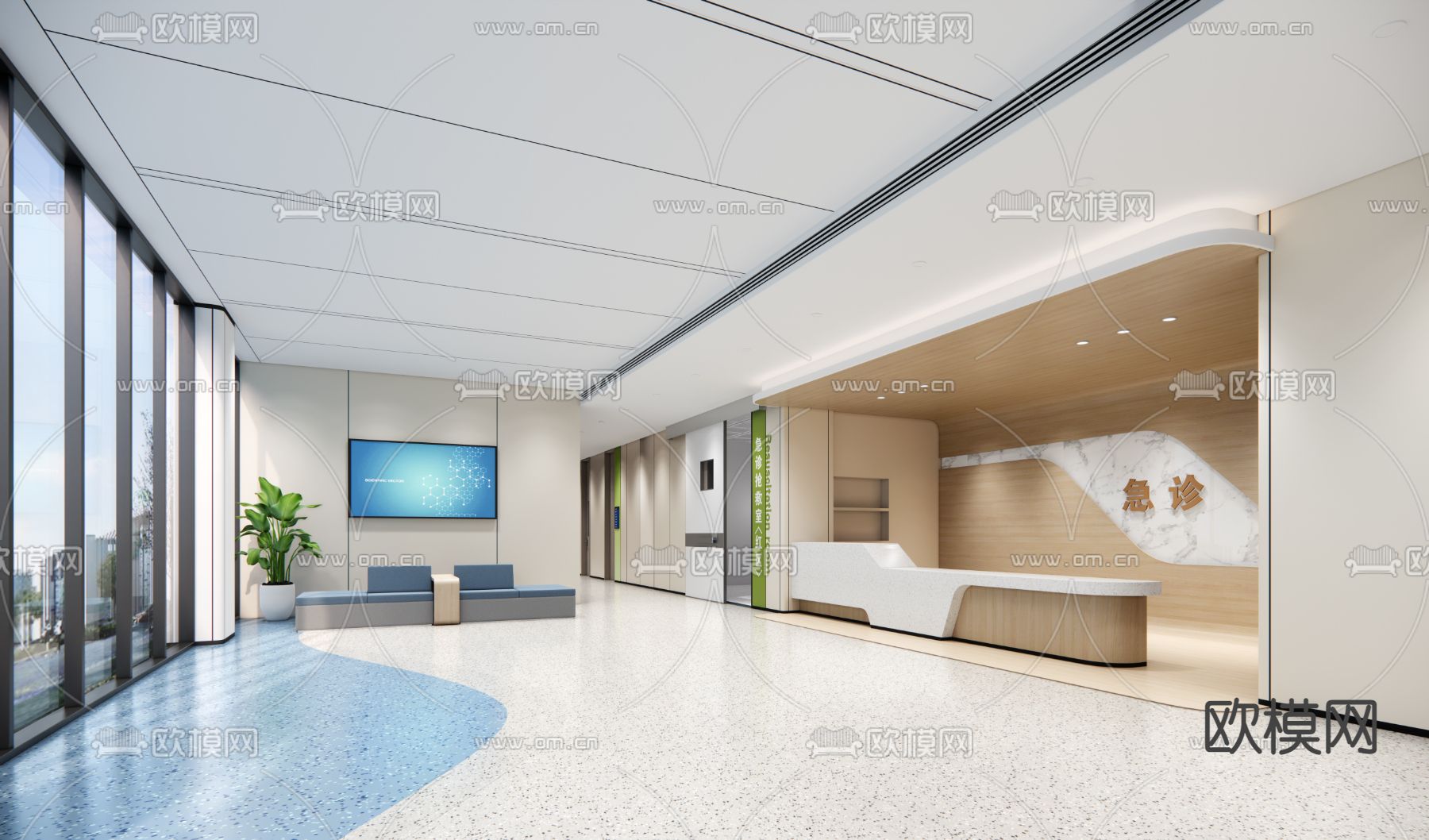 现代医院大厅su模型下载（渲染图1）