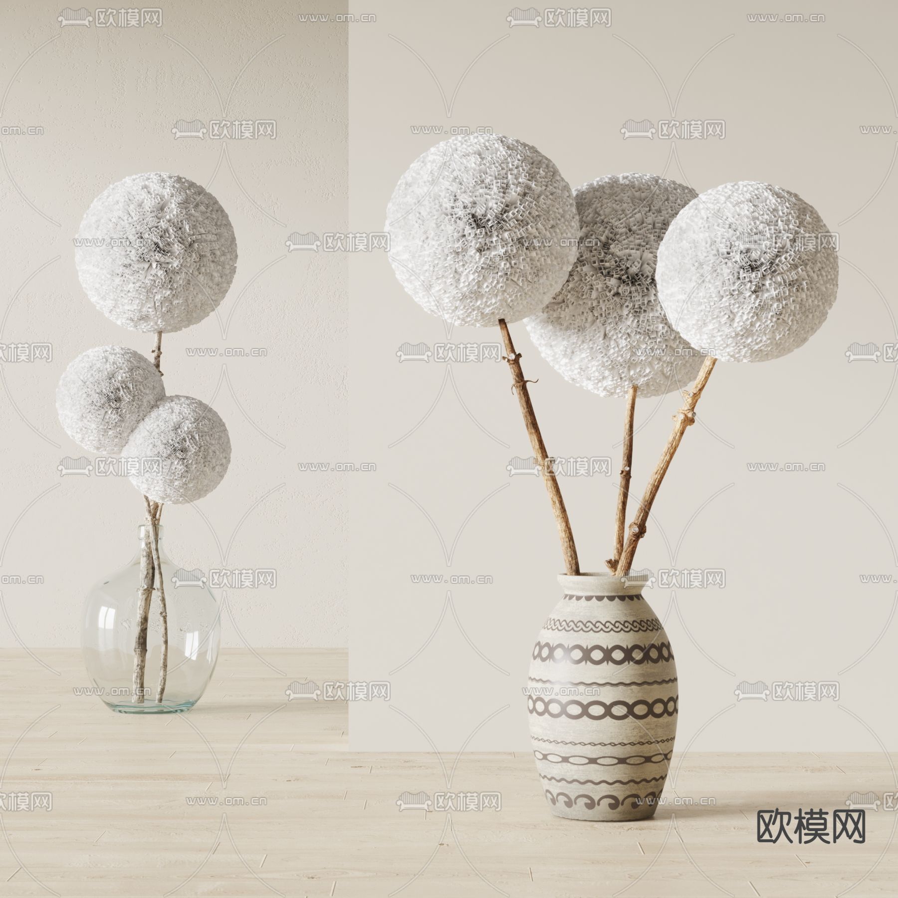 侘寂干支植物盆栽su模型下载（渲染图1）