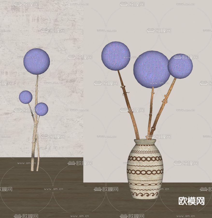 侘寂干支植物盆栽su模型下载（渲染图2）