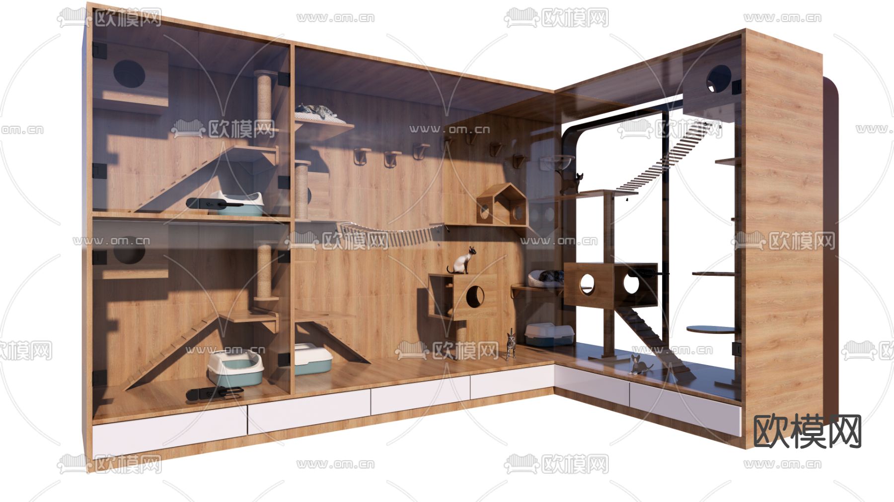 现代猫爬架su模型下载（渲染图1）