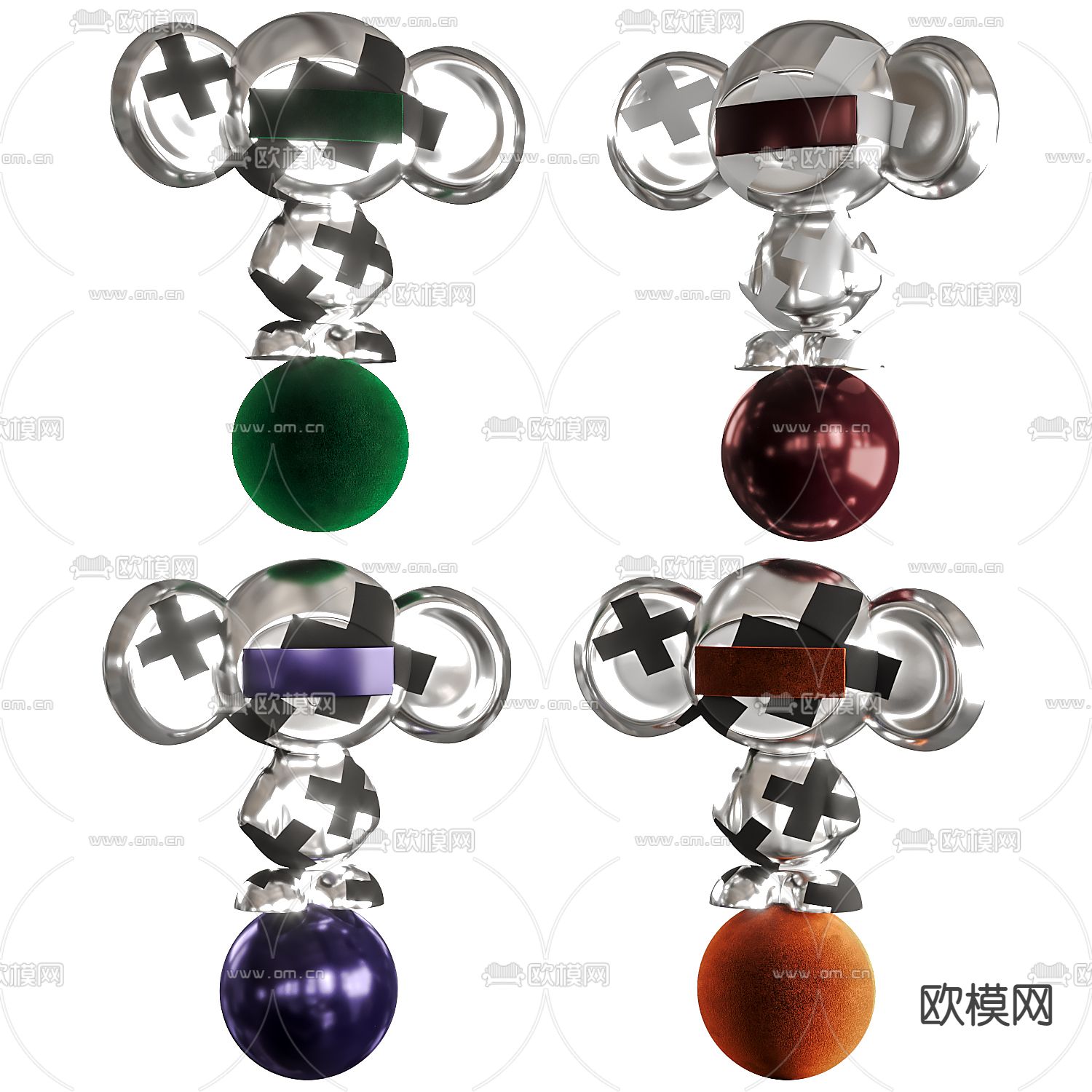 现代潮玩卡通雕塑su模型下载（渲染图1）