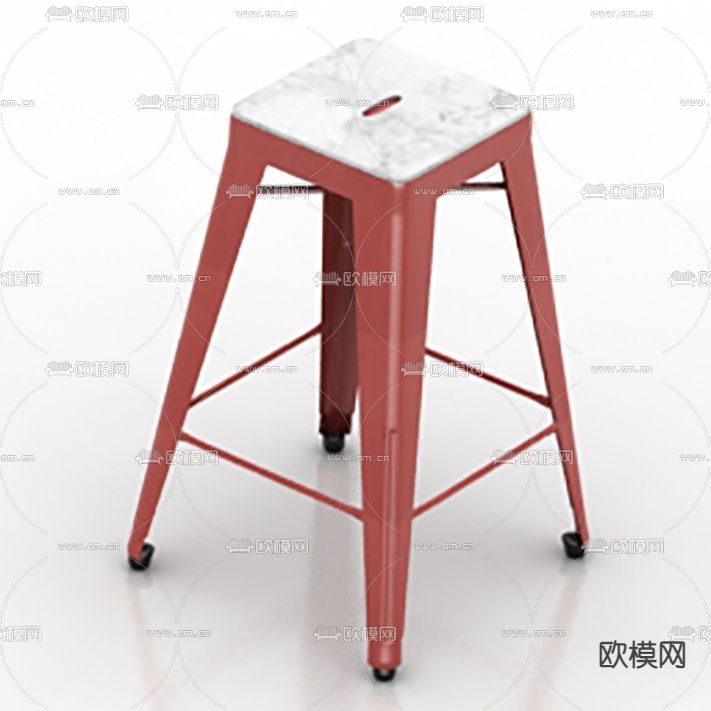 北欧简约铁艺大理石凳子免费3d模型下载
